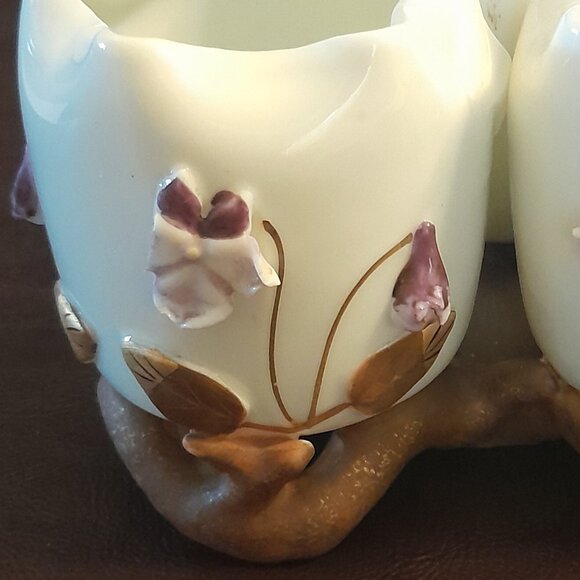 Antique Dresden Porcelain Condiment Dish with Violets - Picture 5 of 5